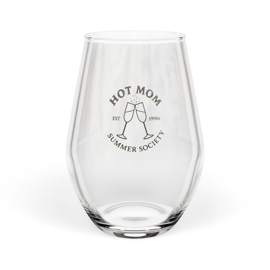 Stemless Wine Glass — "Hot Mom Summer Society" Engraved Glass, 11.75 oz