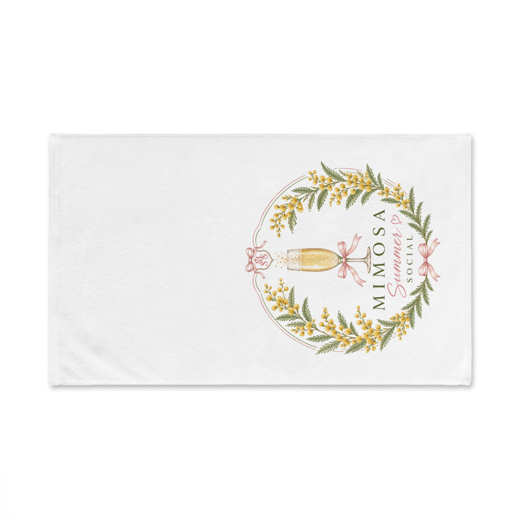 Mimosa Social Hand Towel — Floral Champagne Brunch Kitchen Towel