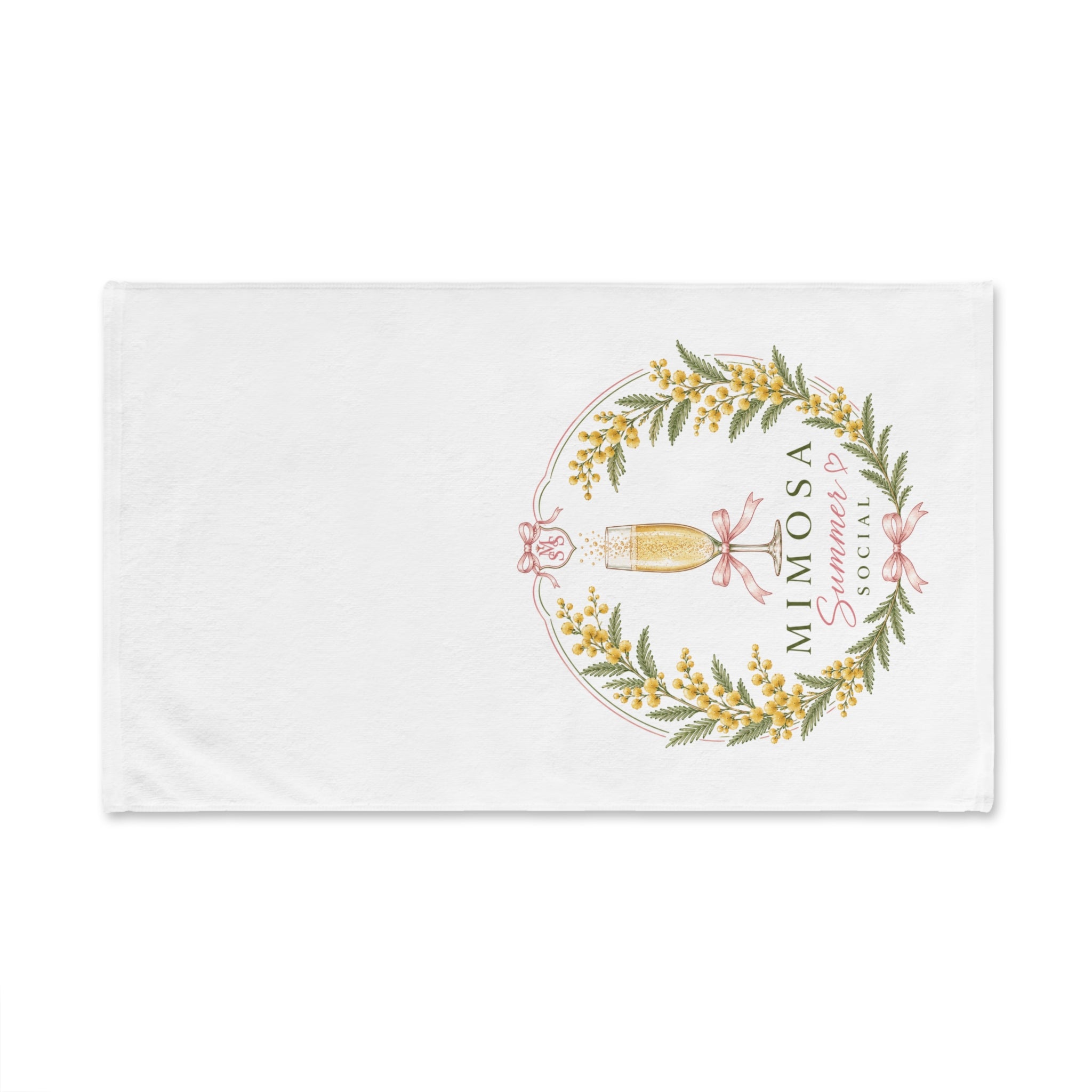 Mimosa Social Hand Towel — Floral Champagne Brunch Kitchen Towel