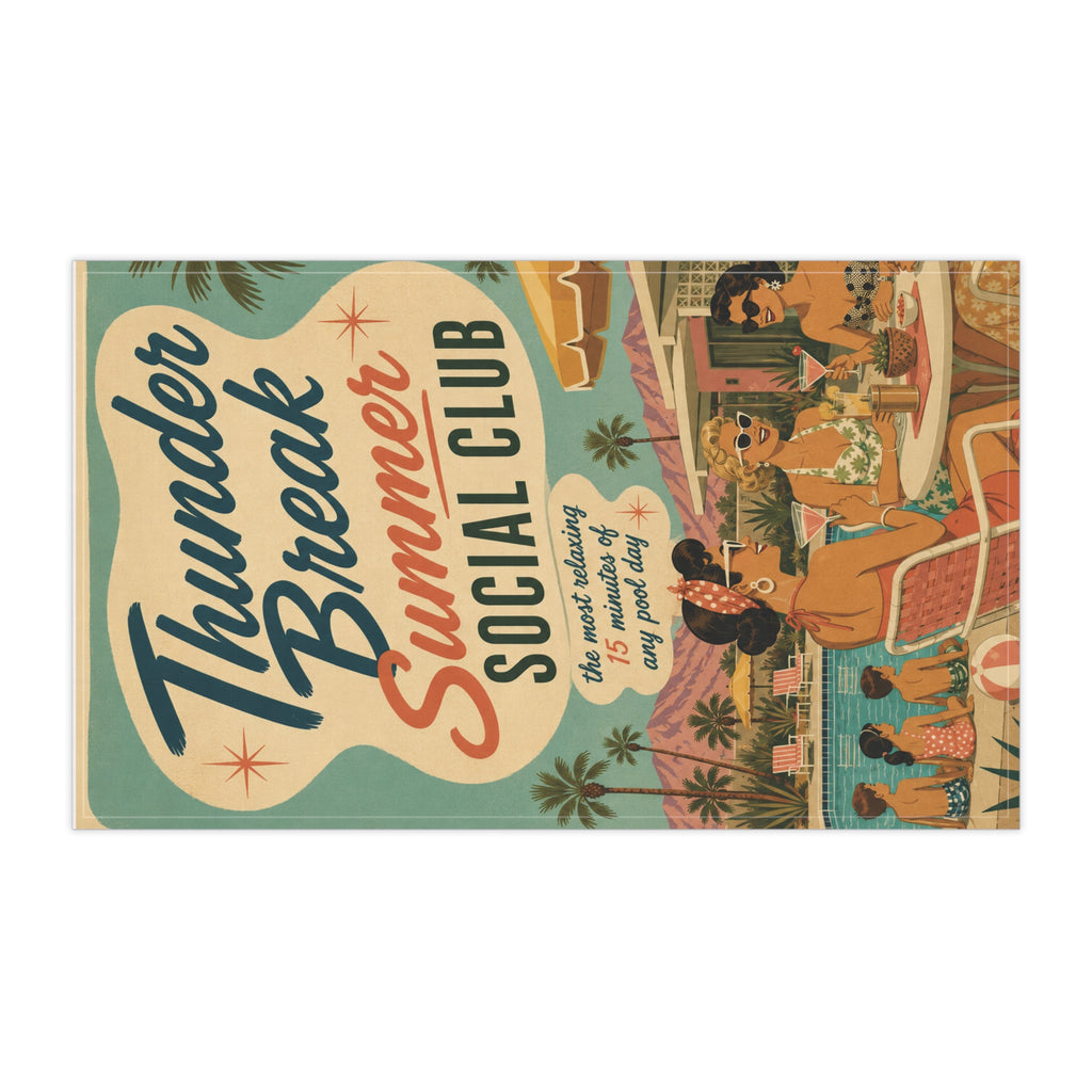 Summer Social Club Tea Towel — Retro Poolside Vintage Beach Kitchen Towel
