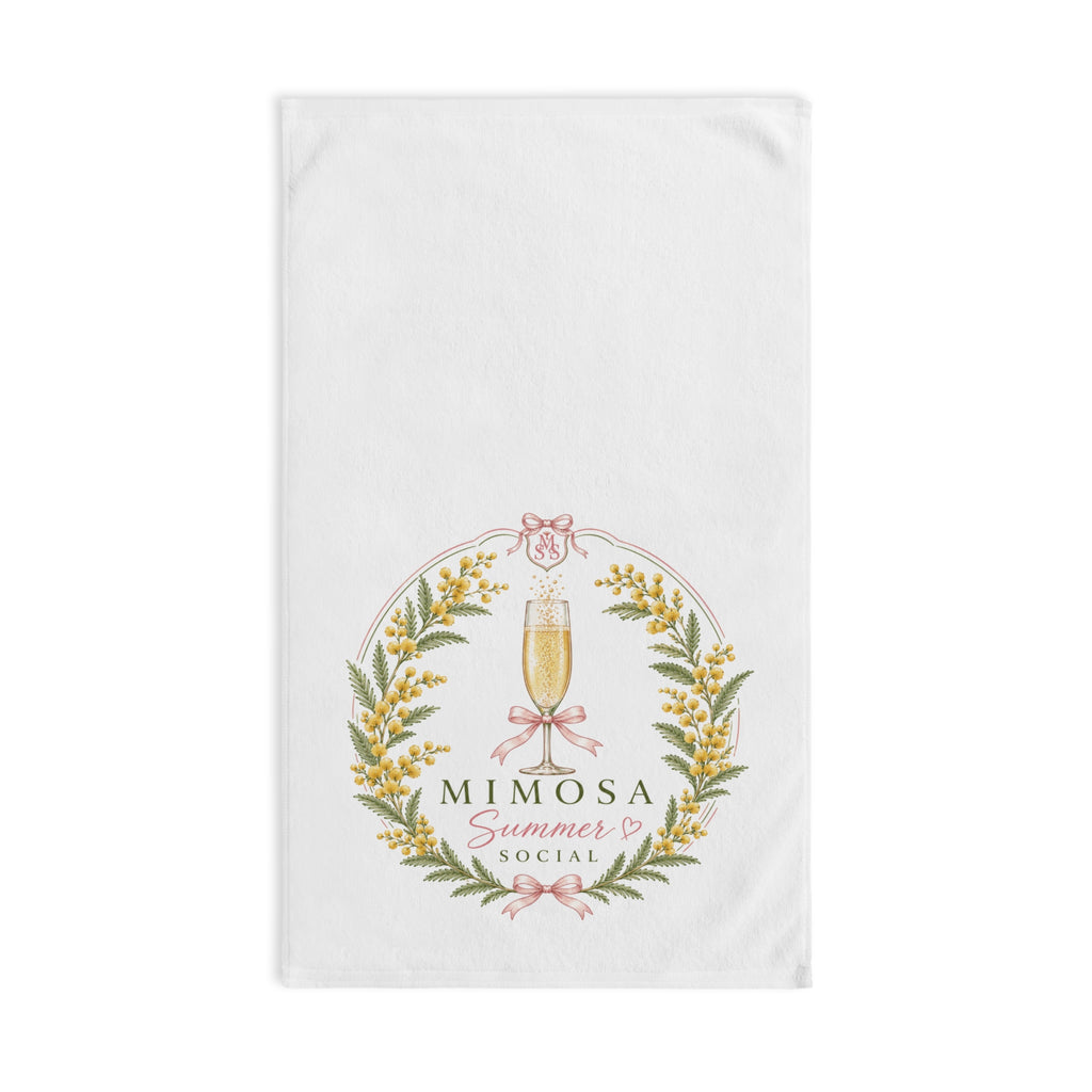 Mimosa Social Hand Towel — Floral Champagne Brunch Kitchen Towel