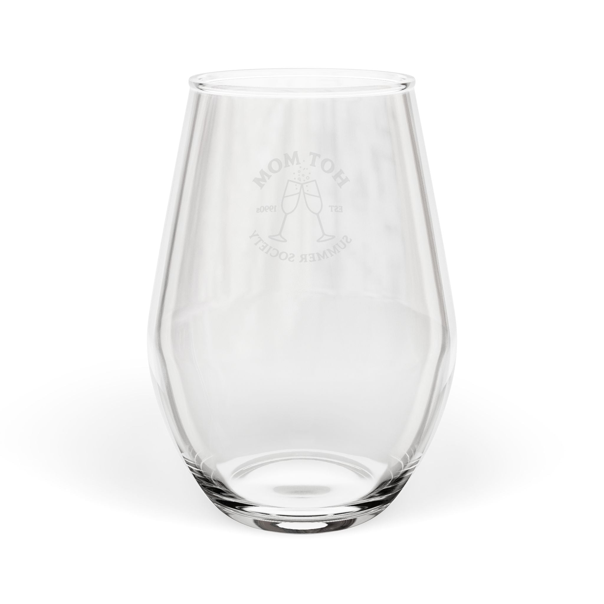 Stemless Wine Glass — "Hot Mom Summer Society" Engraved Glass, 11.75 oz