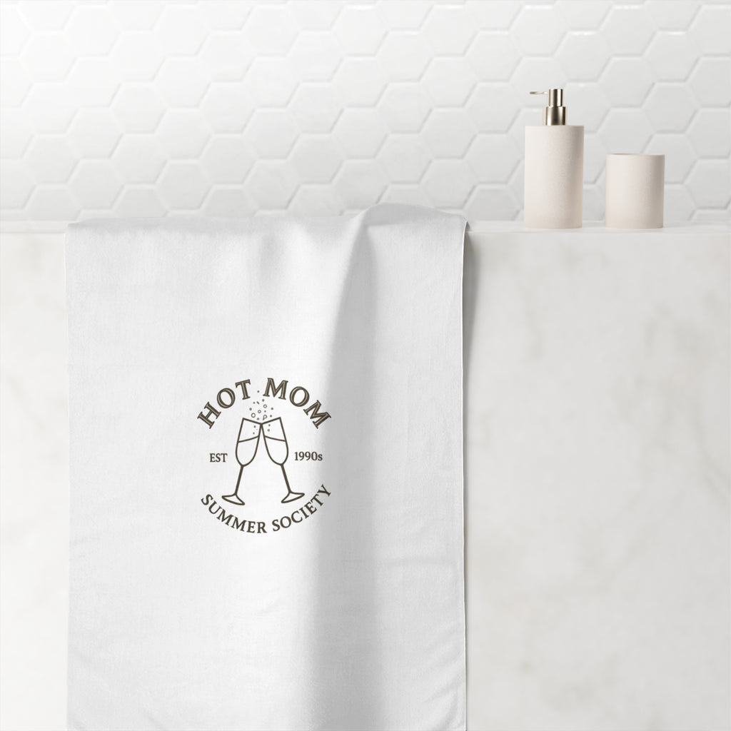 Hot Mom Summer Society Beach Towel — 'Hot Mom' Champagne Graphic Cotton Terry Towel